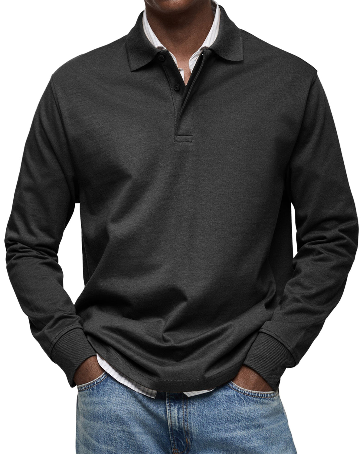 Classic long-sleeve everyday polo shirt for men | Wilson -3