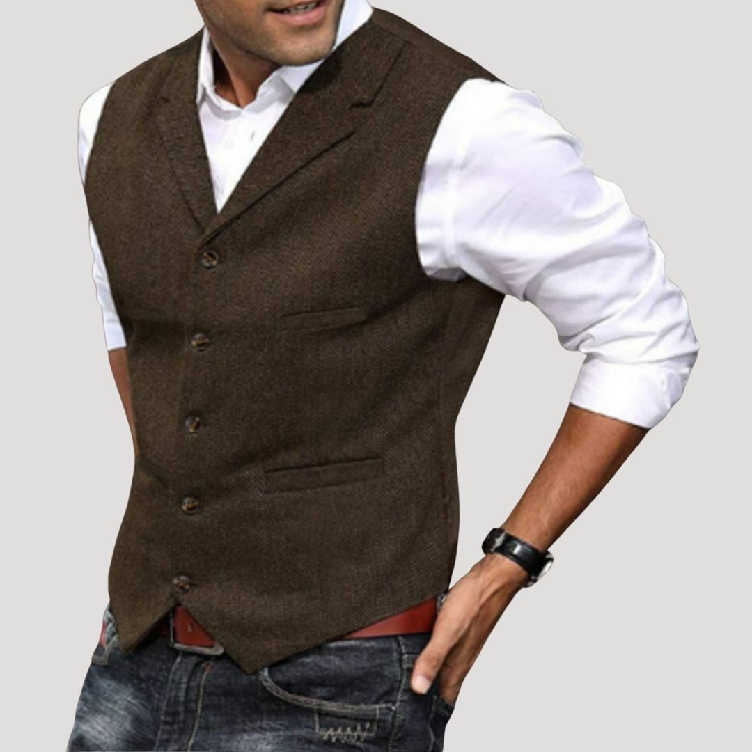 Tweed smart casual tailored waistcoat for men | Tweed -4