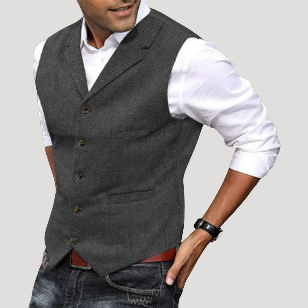 Tweed smart casual tailored waistcoat for men | Tweed -6