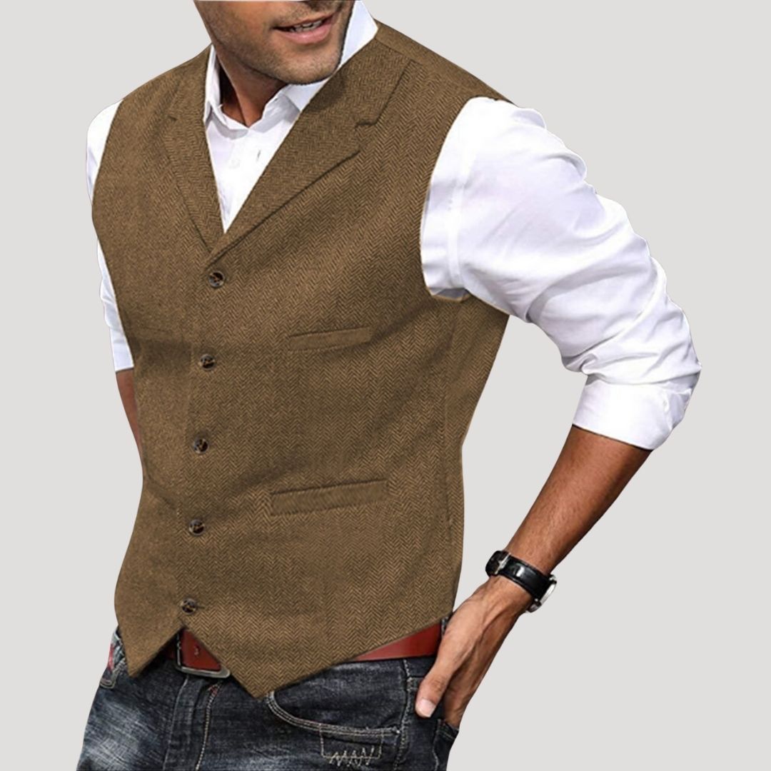 Tweed smart casual tailored waistcoat for men | Tweed -7