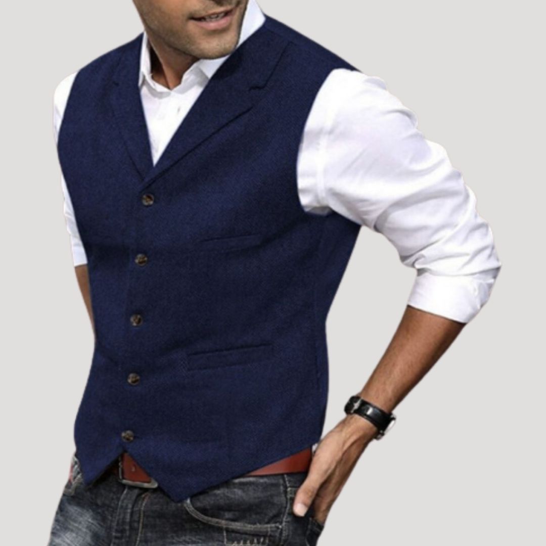 Tweed smart casual tailored waistcoat for men | Tweed -9
