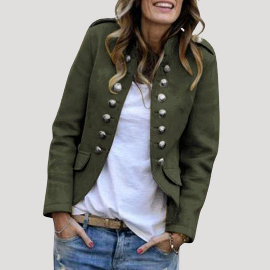 Military style wool blend tailored blazer for women | Sergente -1