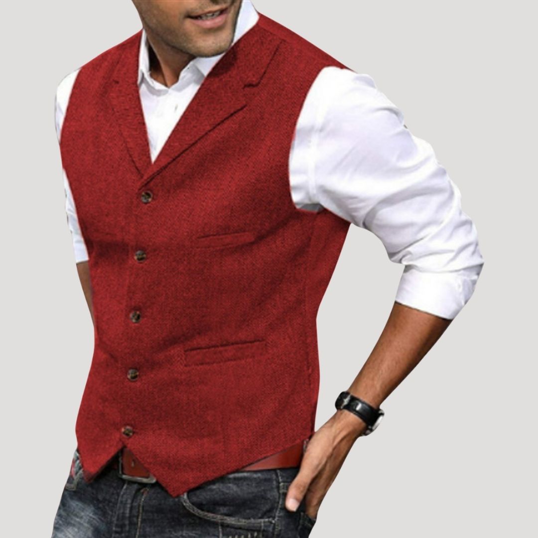 Tweed smart casual tailored waistcoat for men | Tweed -10