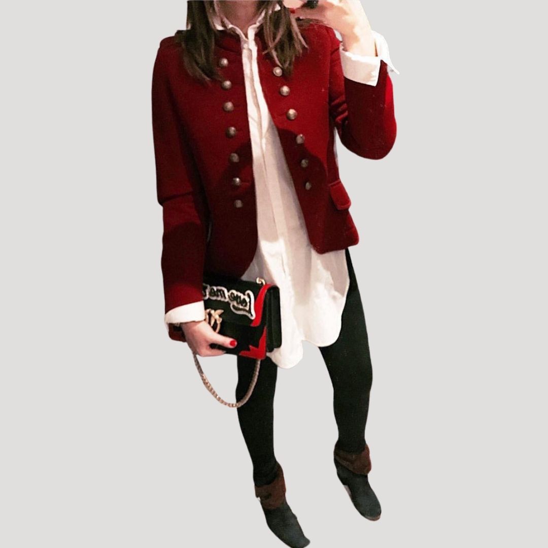 Military style wool blend tailored blazer for women | Sergente -3