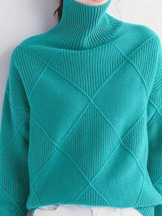 Mirelle | Women's Textured Turtleneck Diamond Knit Sweater