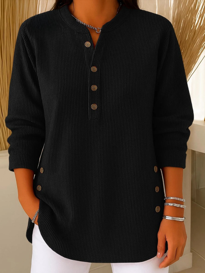 Classic button henley tunic top for women | Eden -6