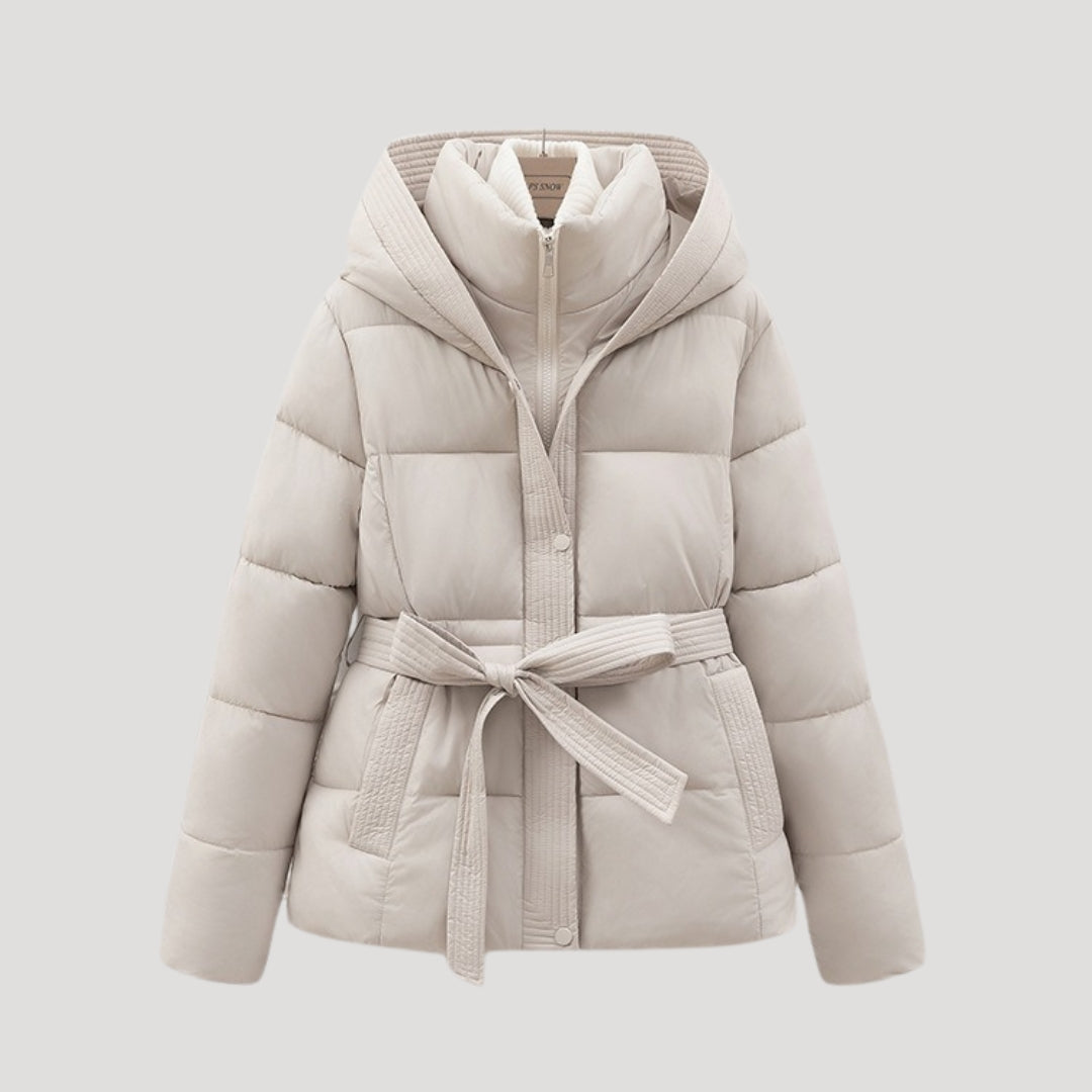 Belted hooded puffer coat for women | Puffette -3