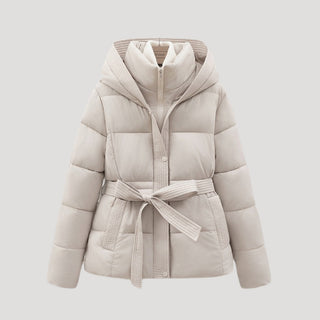 Belted hooded puffer coat for women | Puffette -3