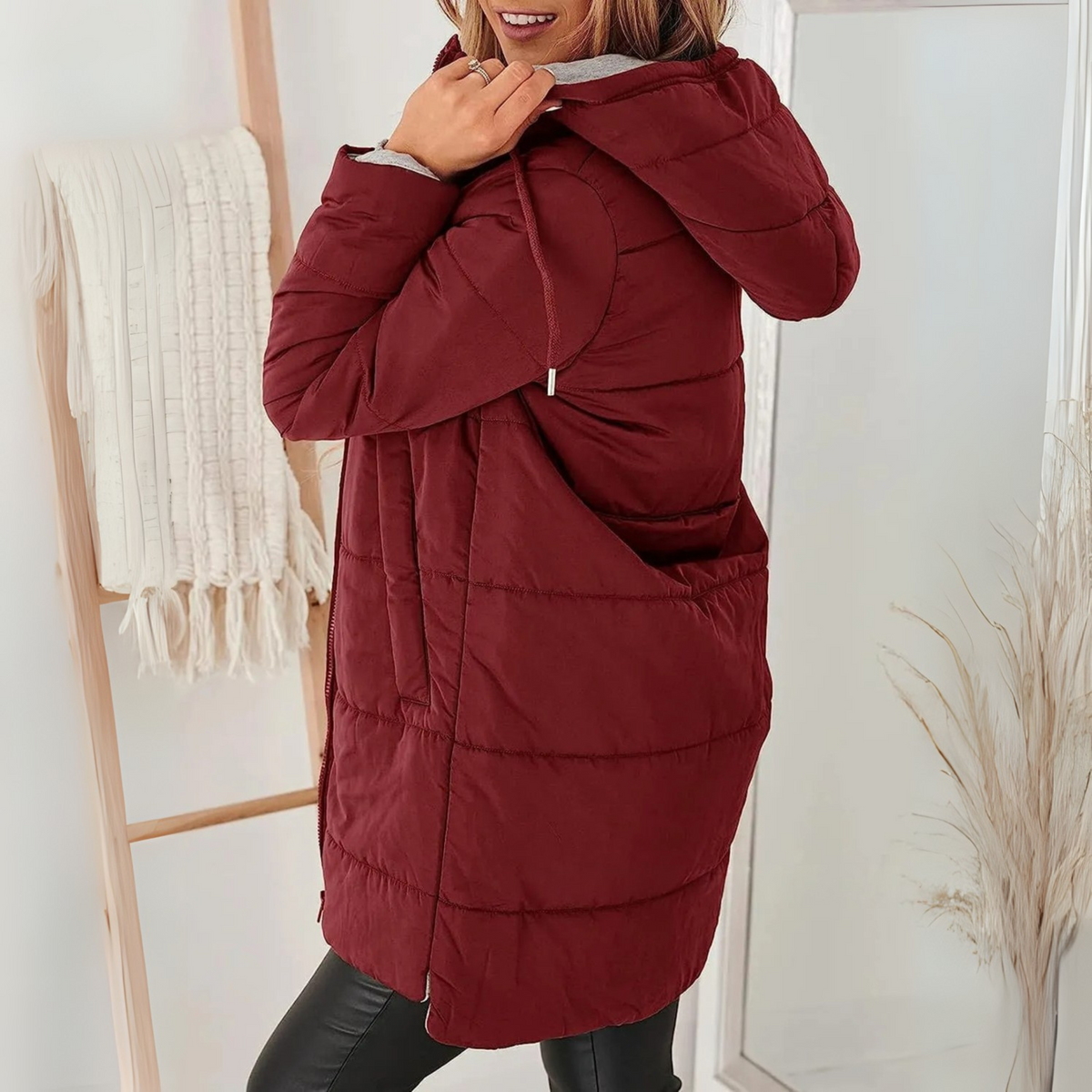 Casual hooded puffer down jacket for women | Yila -2