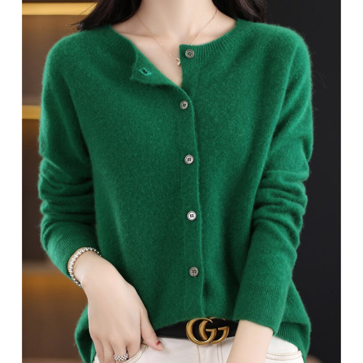 Classic button-front refined everyday cardigan for women | Aurelia -4