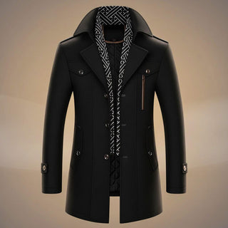 Tailored wool-blend coat with detachable scarf for men | Kensworth -6