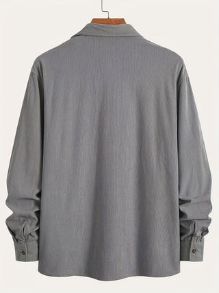 Textured casual button-up overshirt for men | Ellison Cord -9
