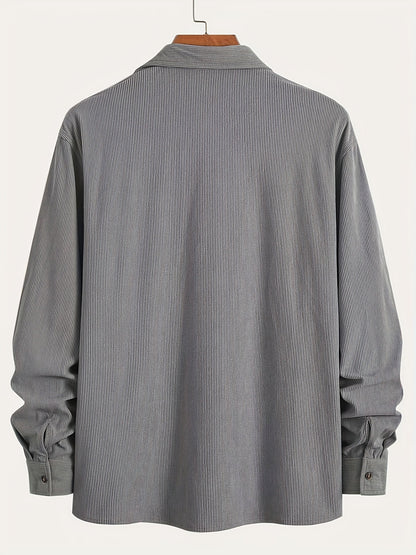 Textured casual button-up overshirt for men | Ellison Cord -9