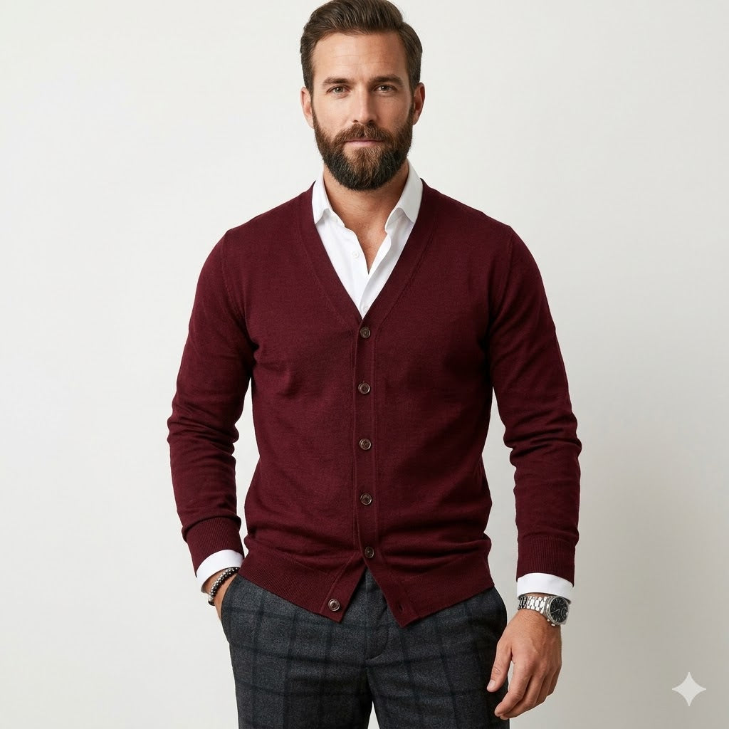 Alaric | Men's V Neck Button Front Cardigan
