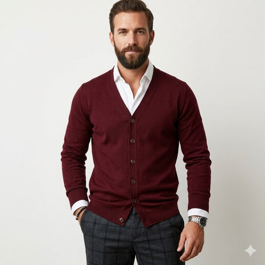 Alaric | Men's V Neck Button Front Cardigan