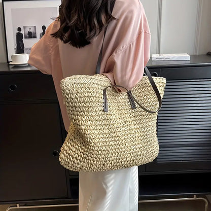 Marigold | Woven Straw Beach Tote Bag