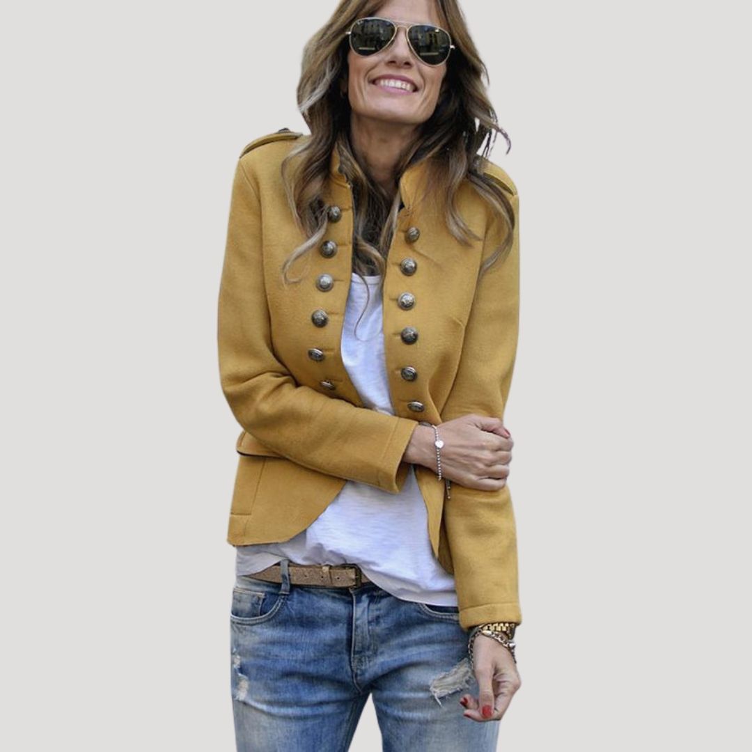 Military style wool blend tailored blazer for women | Sergente -4