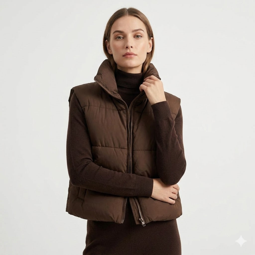 Verity | Women's Cropped Stand Collar Puffer Vest