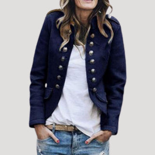Military style wool blend tailored blazer for women | Sergente -5