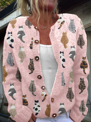Galerie des Chats | Women's Artistic Cat Print Cardigan