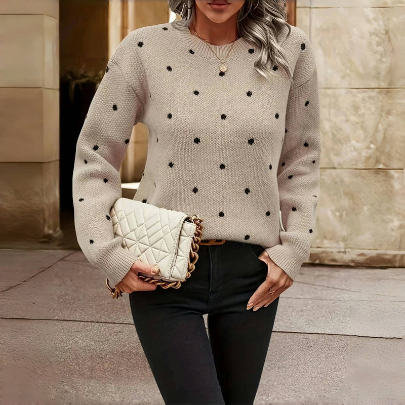 Polka dot cosy knit sweater for women | Lunette -6