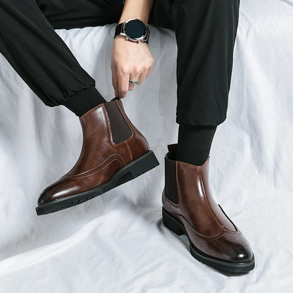 Genuine leather brogue-detail Chelsea boots for men | Alden -8
