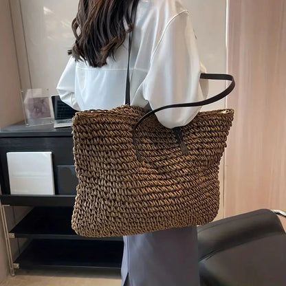 Marigold | Woven Straw Beach Tote Bag