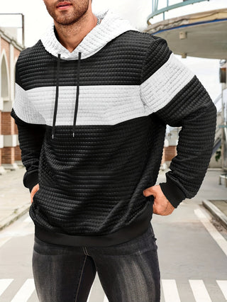 Tavren | Men's Textured Color Block Pullover Hoodie