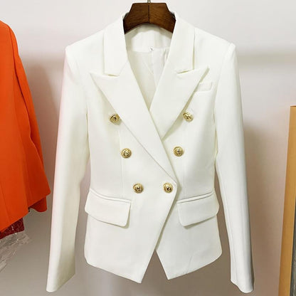 Double-breasted gold-button tailored blazer for women | Vivienne -7
