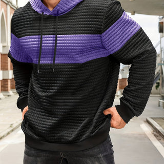 Tavren | Men's Textured Color Block Pullover Hoodie