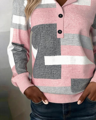 Sylven | Women's Checkered Button Front Long Sleeve Sweater