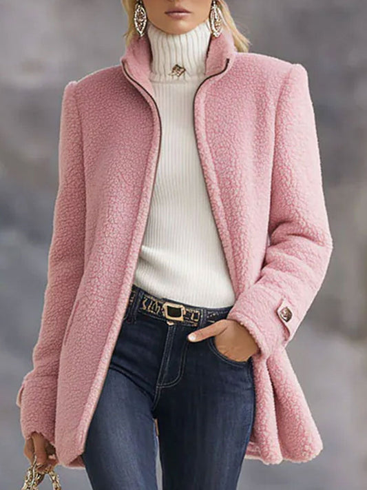 Vintage-inspired zip-up fleece jacket for women | Rosmelle -1