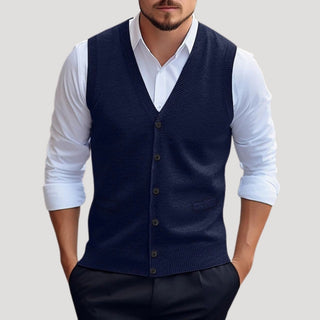 Knitted button-up sleeveless waistcoat for men | Knitcoat -1
