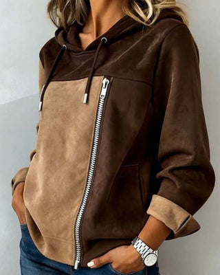 Varelle | Women's Color Block Zip Up Hoodie with Drawstring