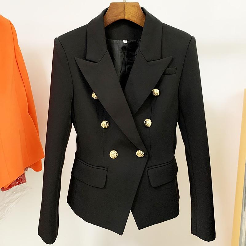 Double-breasted gold-button tailored blazer for women | Vivienne -5