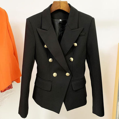 Double-breasted gold-button tailored blazer for women | Vivienne -5
