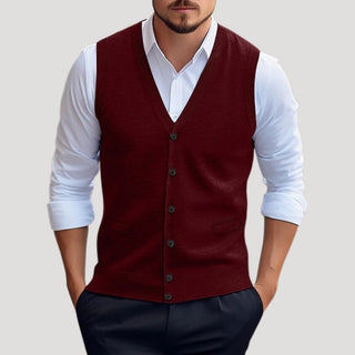 Knitted button-up sleeveless waistcoat for men | Knitcoat -3