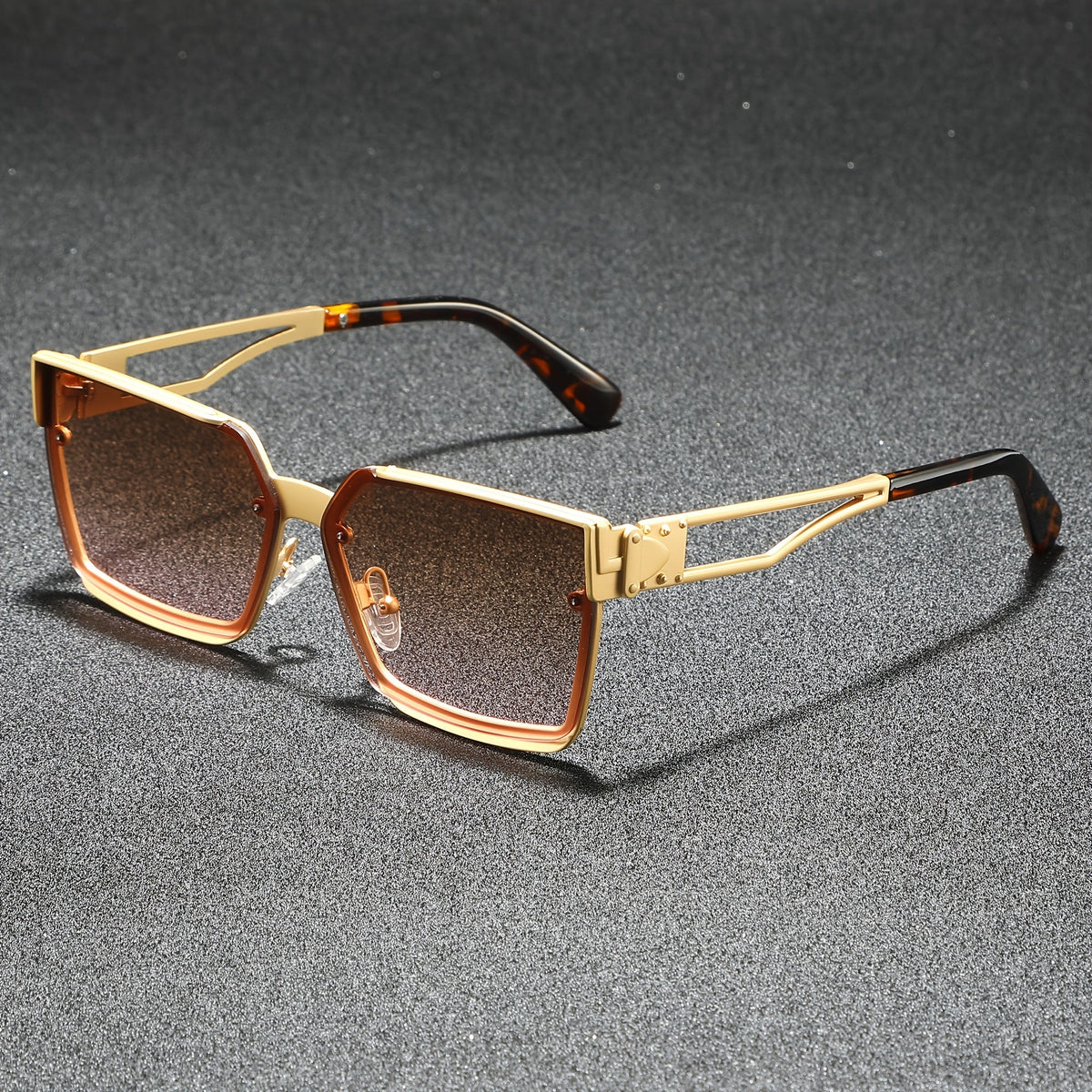 Retro half-frame gradient fashion sunglasses for men | Viridian -6