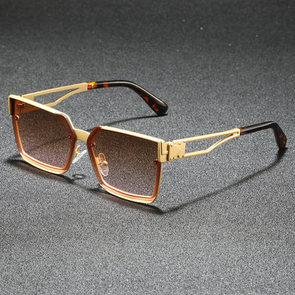 Retro half-frame gradient fashion sunglasses for men | Viridian -6