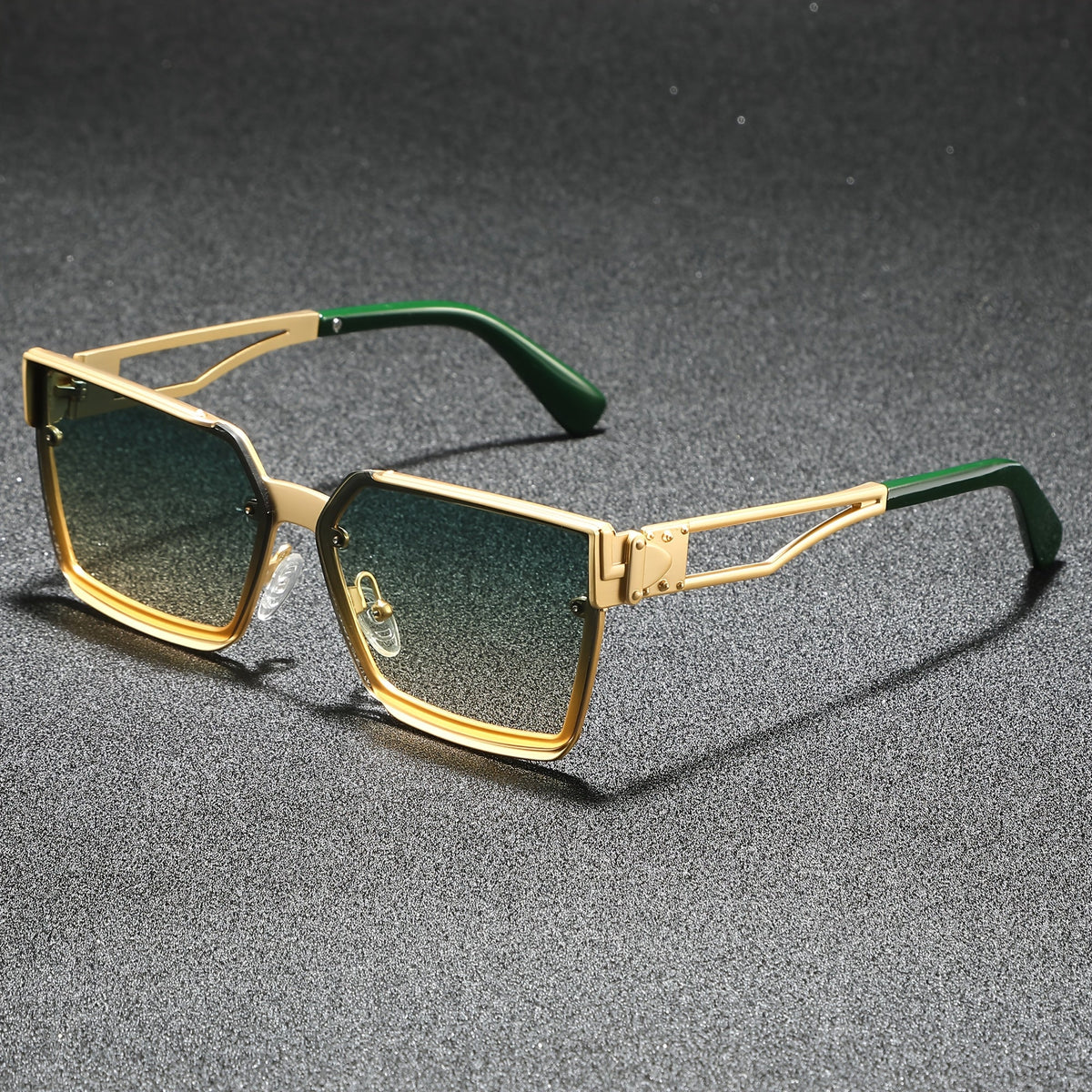 Retro half-frame gradient fashion sunglasses for men | Viridian -7