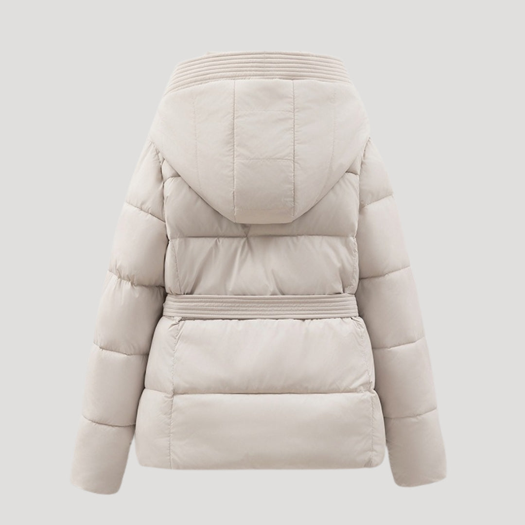 Belted hooded puffer coat for women | Puffette -5