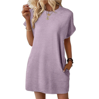 Casual minimalist round-neck everyday summer dress for women | Evasha -7