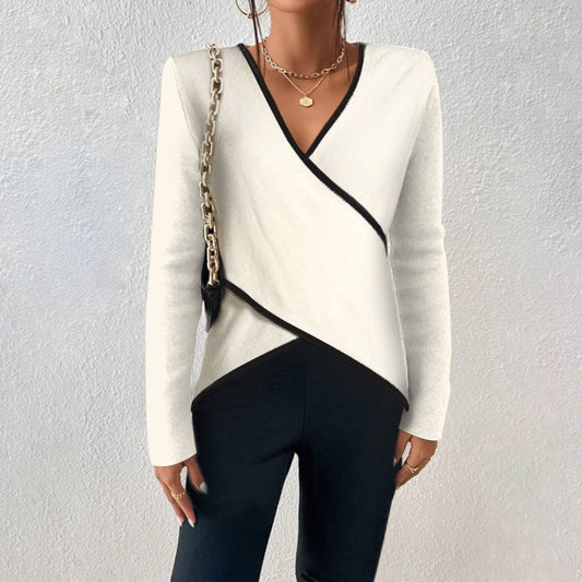 Elegant V-neck knit sweater with comfortable fit for Women | Naya Élan