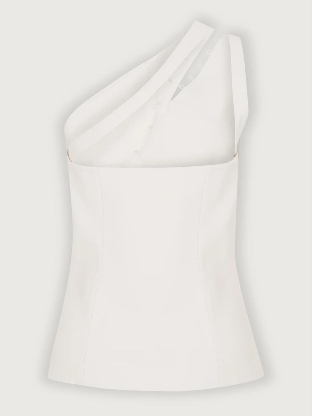 One-shoulder button-detail knit top for women | Dione -9