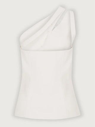One-shoulder button-detail knit top for women | Dione -9