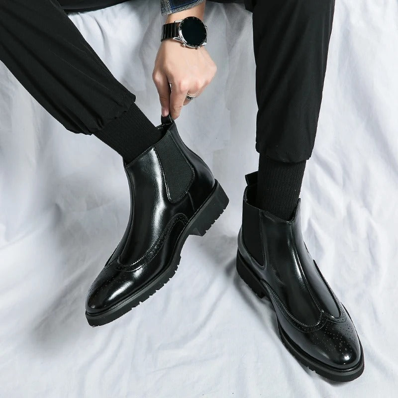 Genuine leather brogue-detail Chelsea boots for men | Alden -19