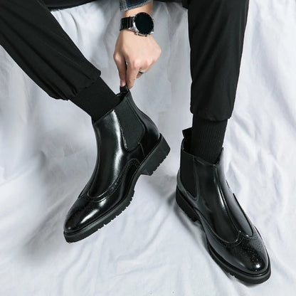 Genuine leather brogue-detail Chelsea boots for men | Alden -19