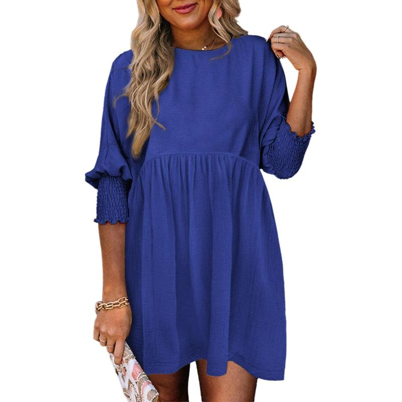 Casual crew-neck loose-fit everyday mini dress for women | Mirasol -2