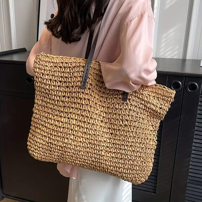 Marigold | Woven Straw Beach Tote Bag