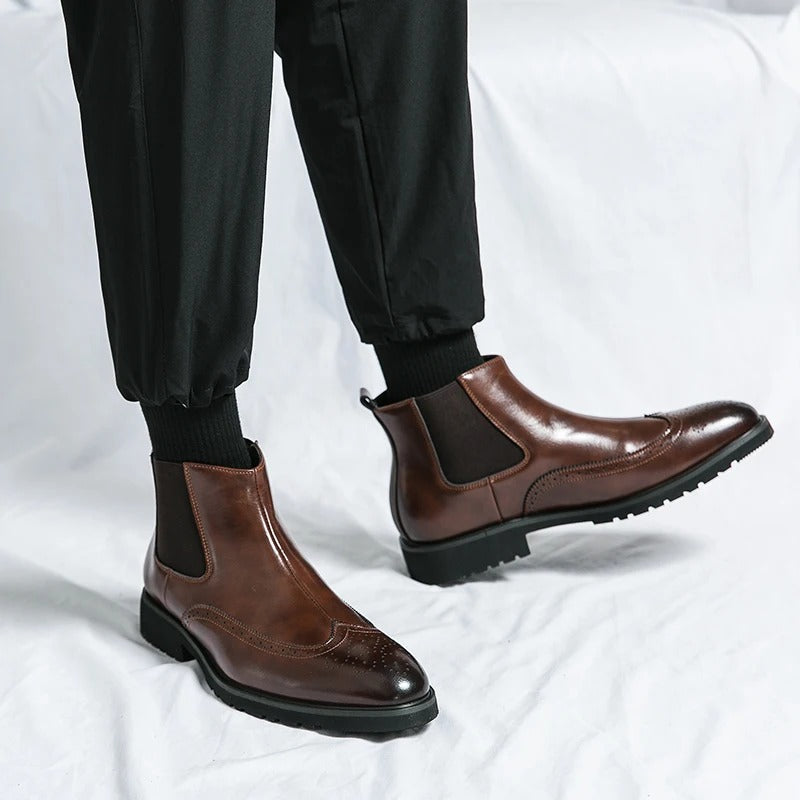 Genuine leather brogue-detail Chelsea boots for men | Alden -13